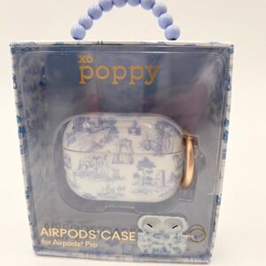 XO Poppy AirPods Pro Case Blue White Toile de Jouy Shockproof Wireless Charging